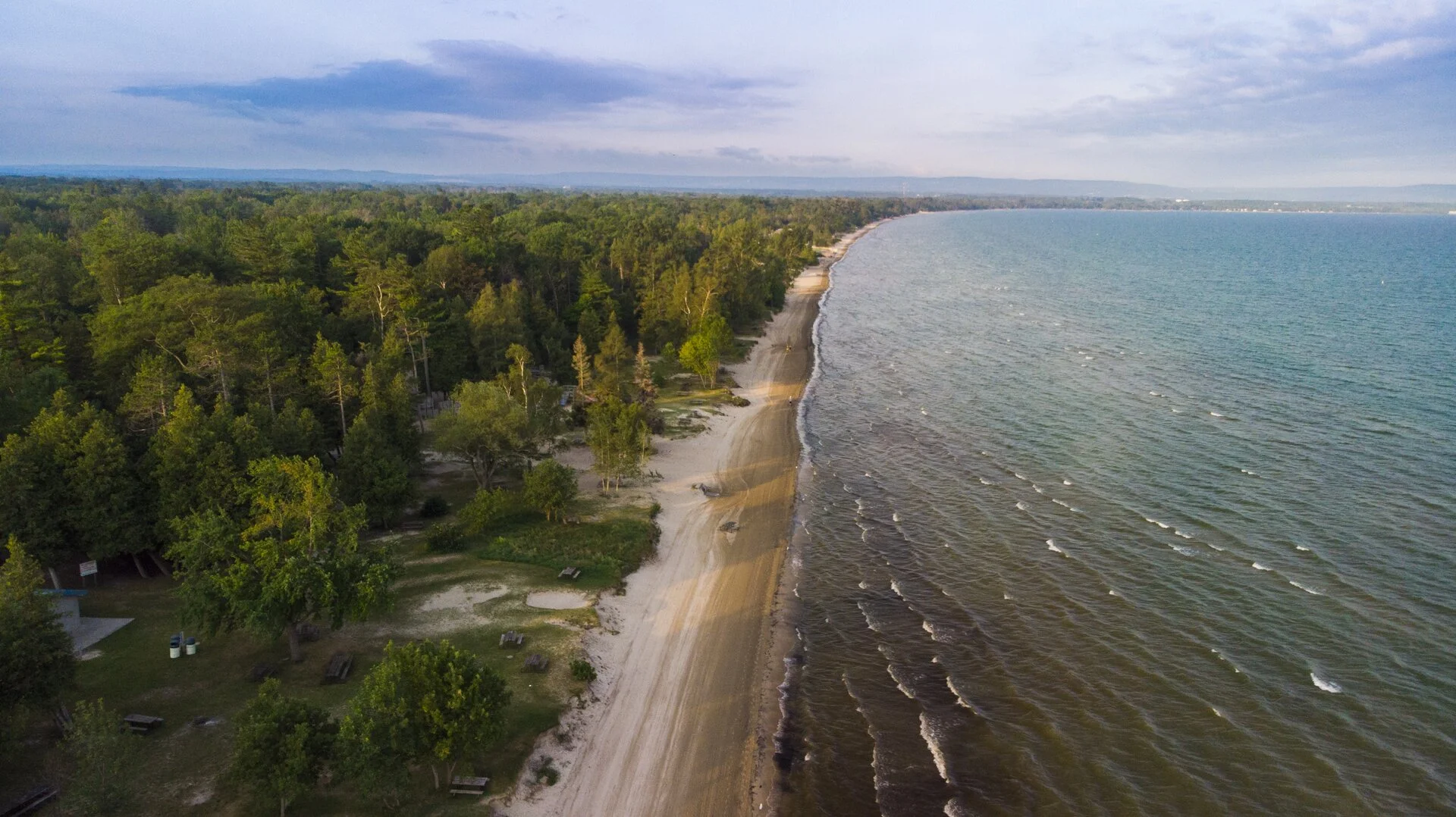 Aerial view of Georgian Bay beach